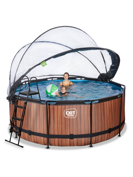 Басейн круглий з куполом EXIT дерево 360х122 см